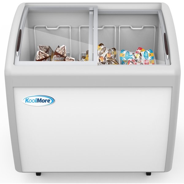 Koolmore Commercial Ice Cream Freezer Display Case, Glass Top Chest Freezer with 3 Storage Baskets MCF-9C